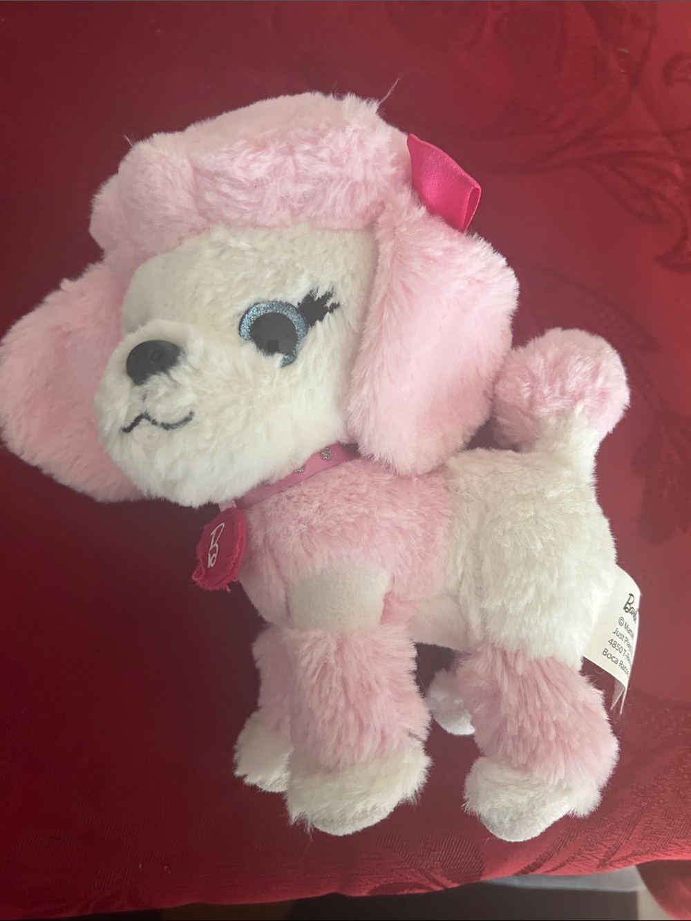 Barbie Pink and White Plush Poodle Dog Toy